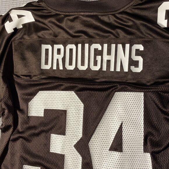 Cleveland Browns Jersey Mens Extra Large Brown Droughns #34 Reebok NFL Vntg - Picture 5 of 12